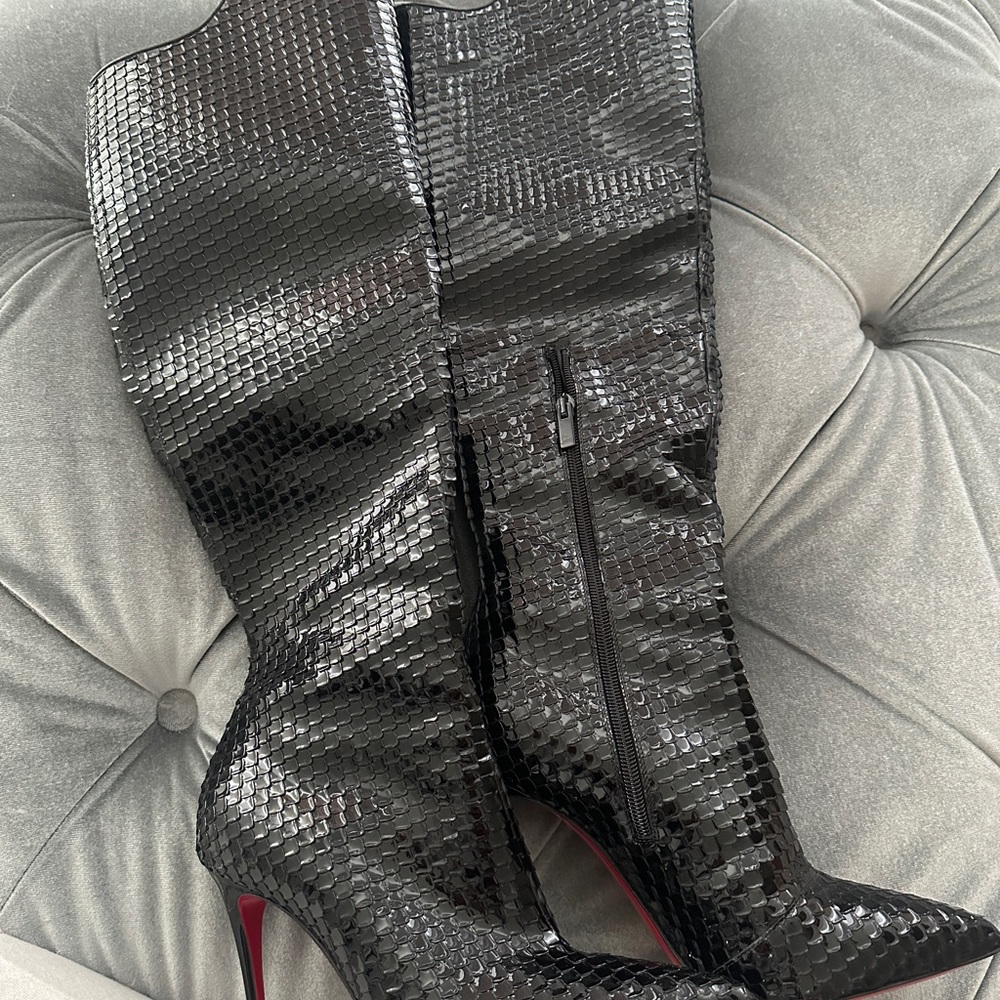 Christian Louboutin Shiny Black Heeled Boots